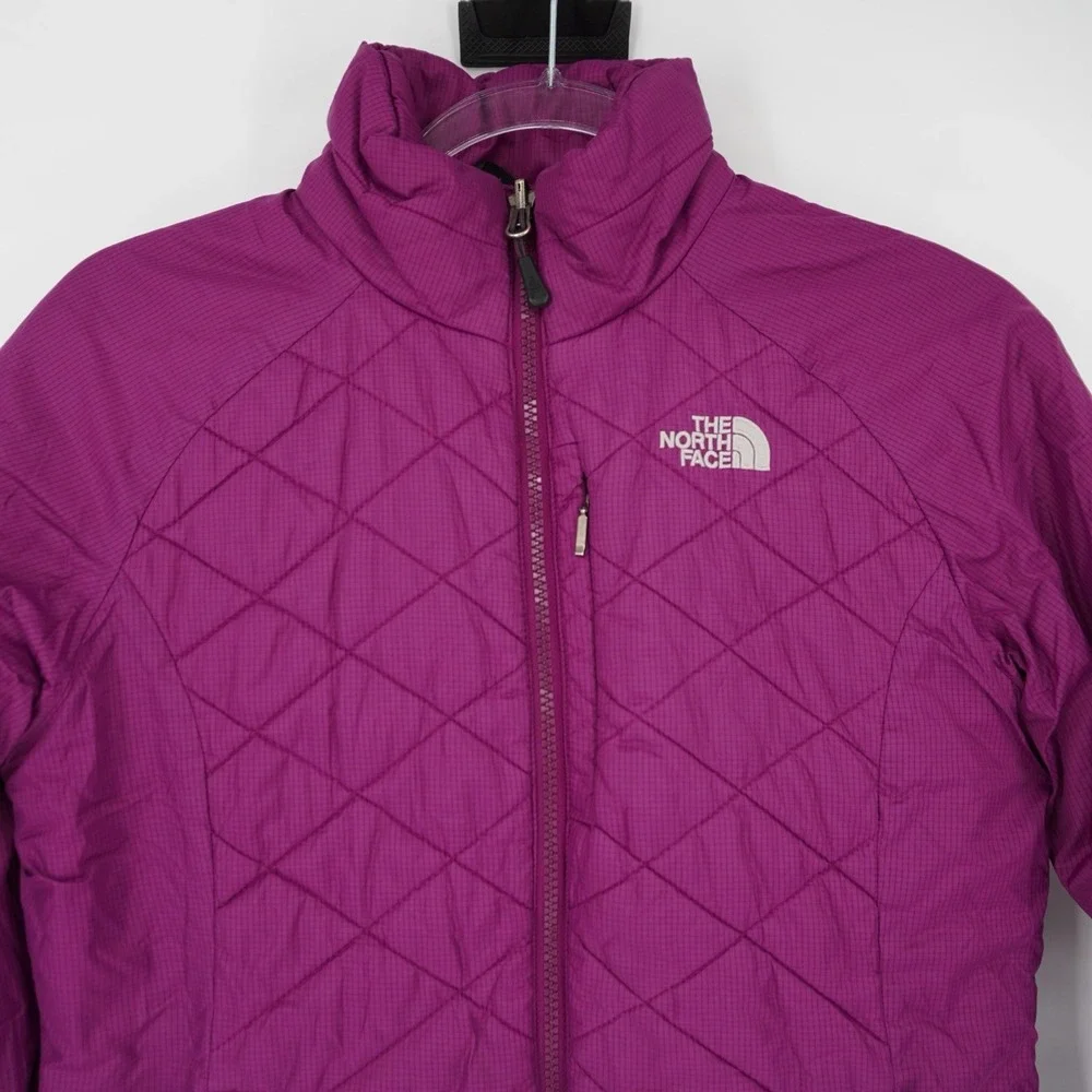 The North Face Women's Purple Quilted Puffer Jacket Full Zip Small FLAW Gorpcore